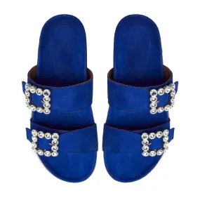 A4120 Blue | Suede slides