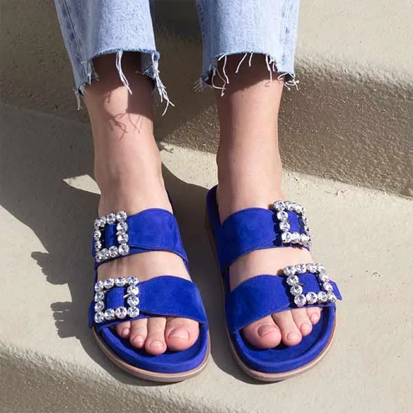 A4120 Blue | Suede slides