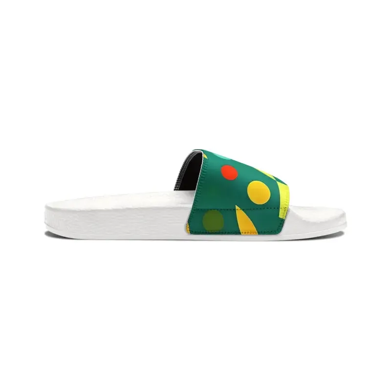 Abstract Green Men’s Pu Slide Sandals