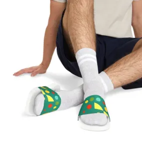 Abstract Green Men’s Pu Slide Sandals