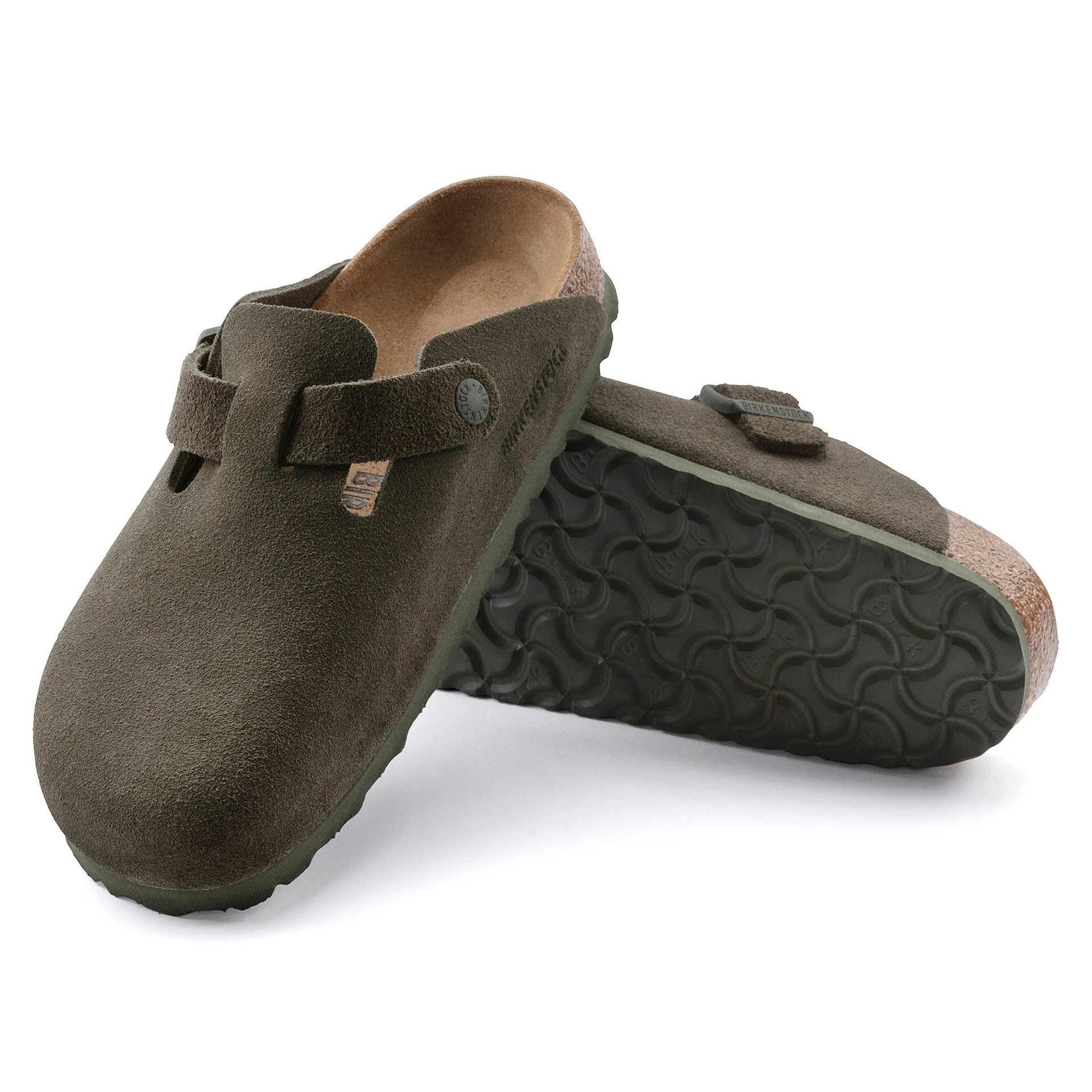 Birkenstock Womens Boston Clog Modern Suede Thyme