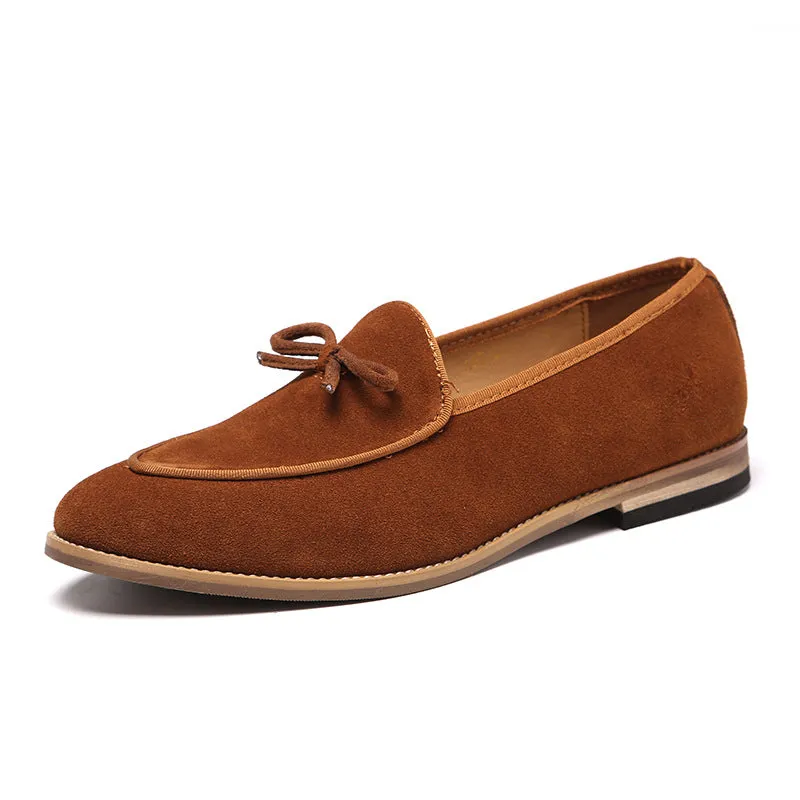 British Versatile Leather Matte Men's Fashion Bow Trend Men's Loafer Shoes