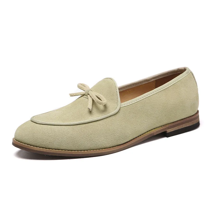 British Versatile Leather Matte Men's Fashion Bow Trend Men's Loafer Shoes