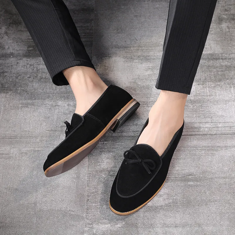 British Versatile Leather Matte Men's Fashion Bow Trend Men's Loafer Shoes