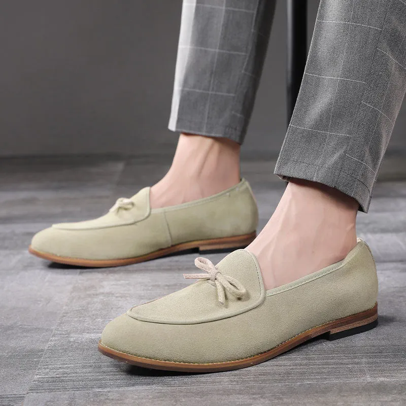 British Versatile Leather Matte Men's Fashion Bow Trend Men's Loafer Shoes
