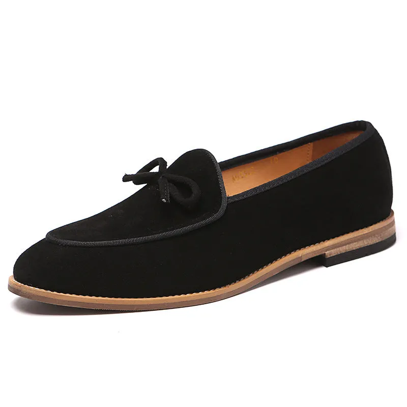 British Versatile Leather Matte Men's Fashion Bow Trend Men's Loafer Shoes