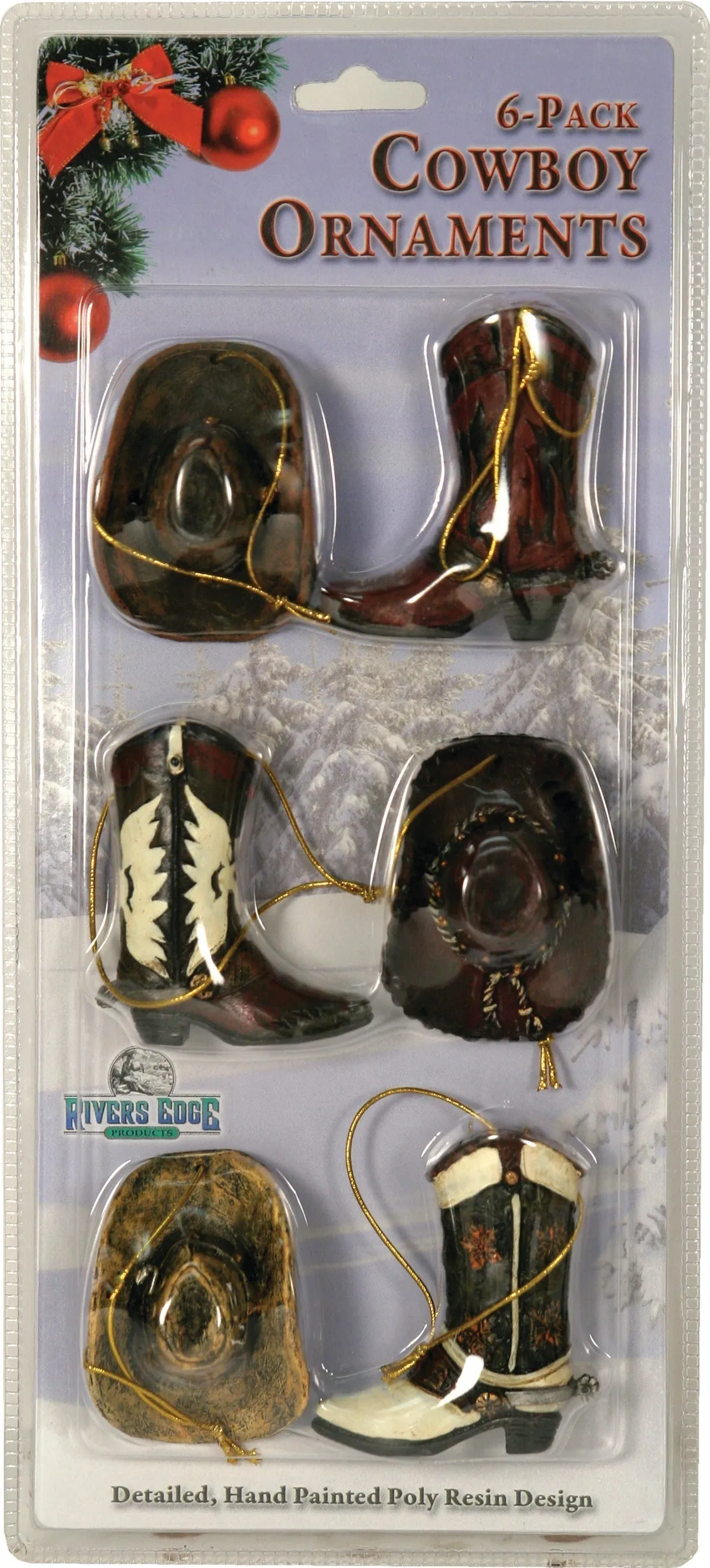 Christmas Ornaments 6-Pack-Western Cowboy