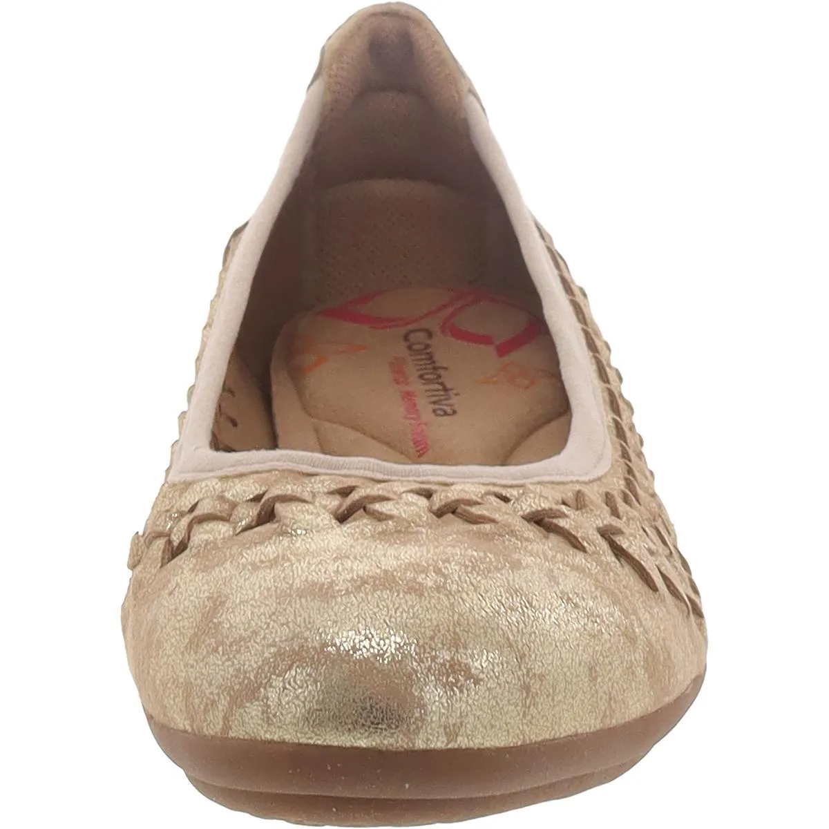 Comfortiva Womens Marilu Suede Metallic Ballet Flats