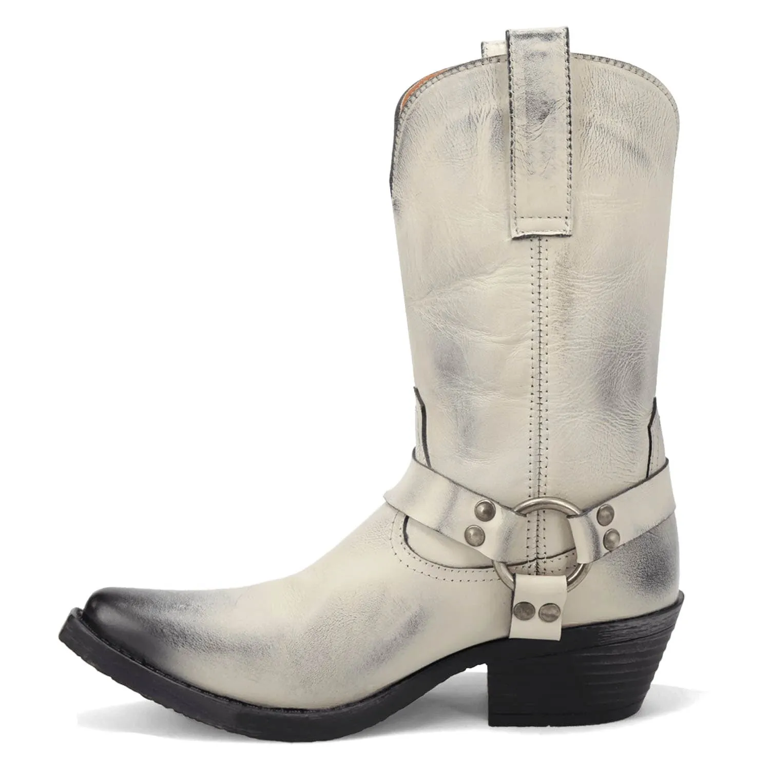 Dingo Womens Ride A Way White Leather Harness Cowboy Boots