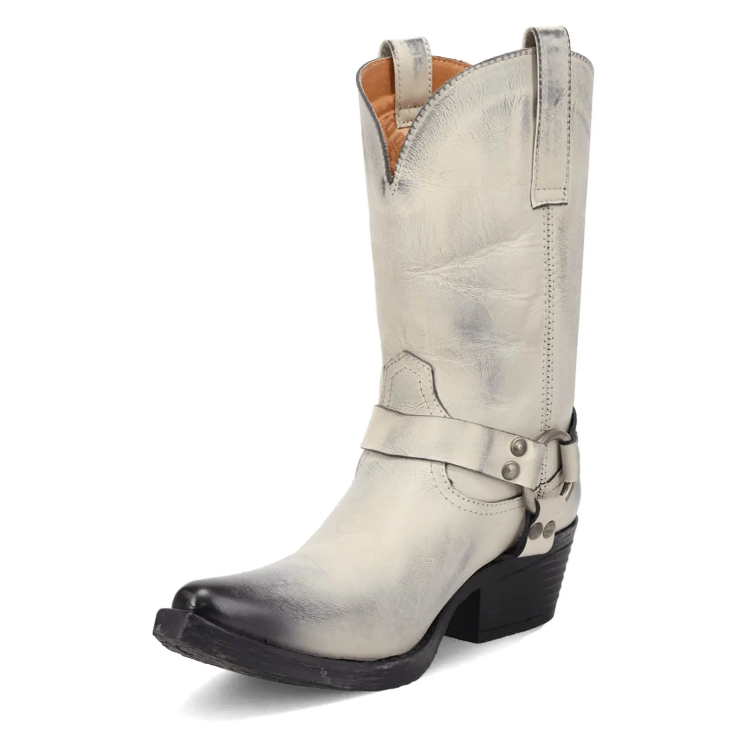 Dingo Womens Ride A Way White Leather Harness Cowboy Boots