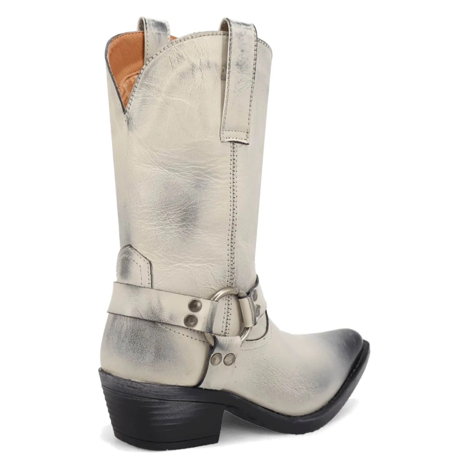 Dingo Womens Ride A Way White Leather Harness Cowboy Boots