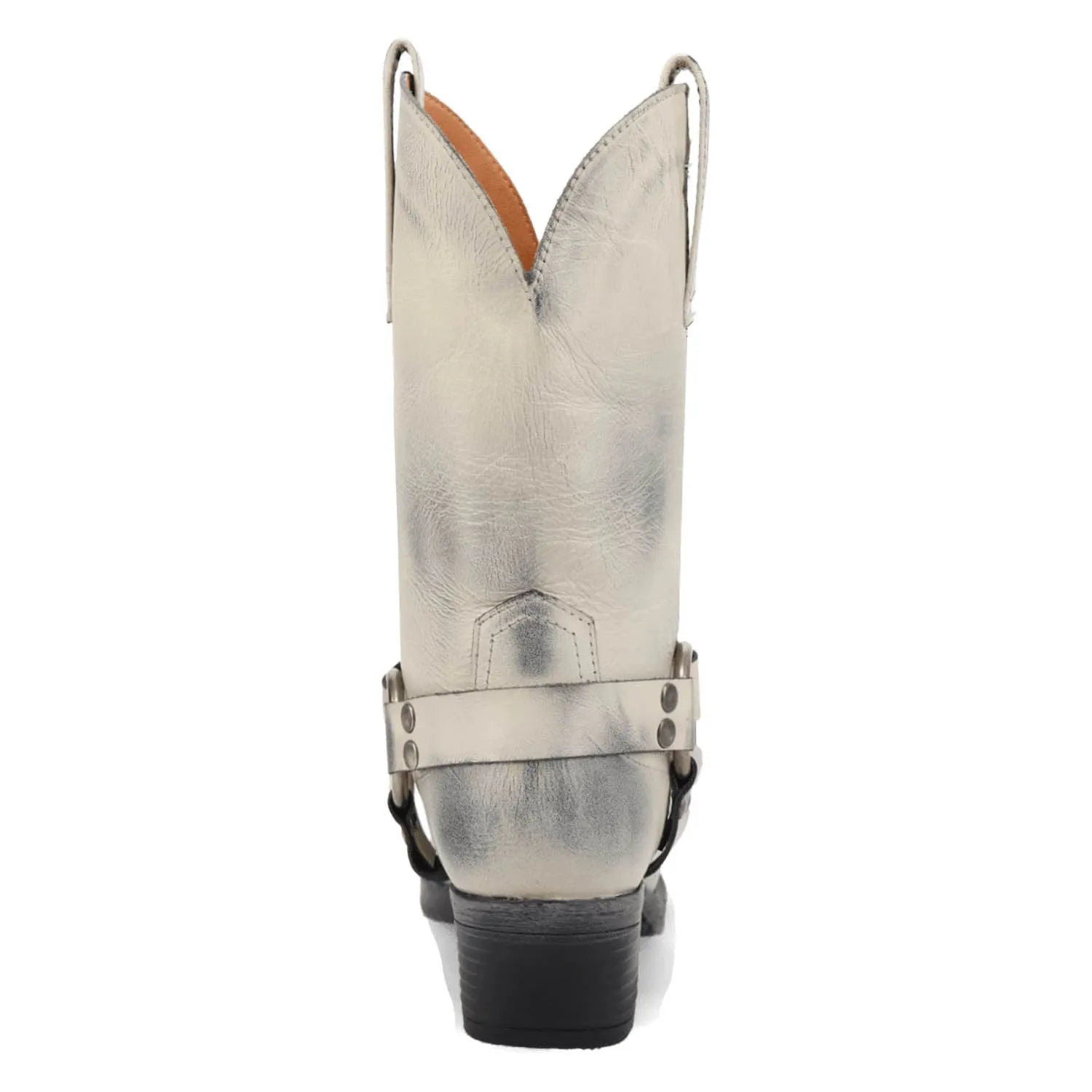 Dingo Womens Ride A Way White Leather Harness Cowboy Boots