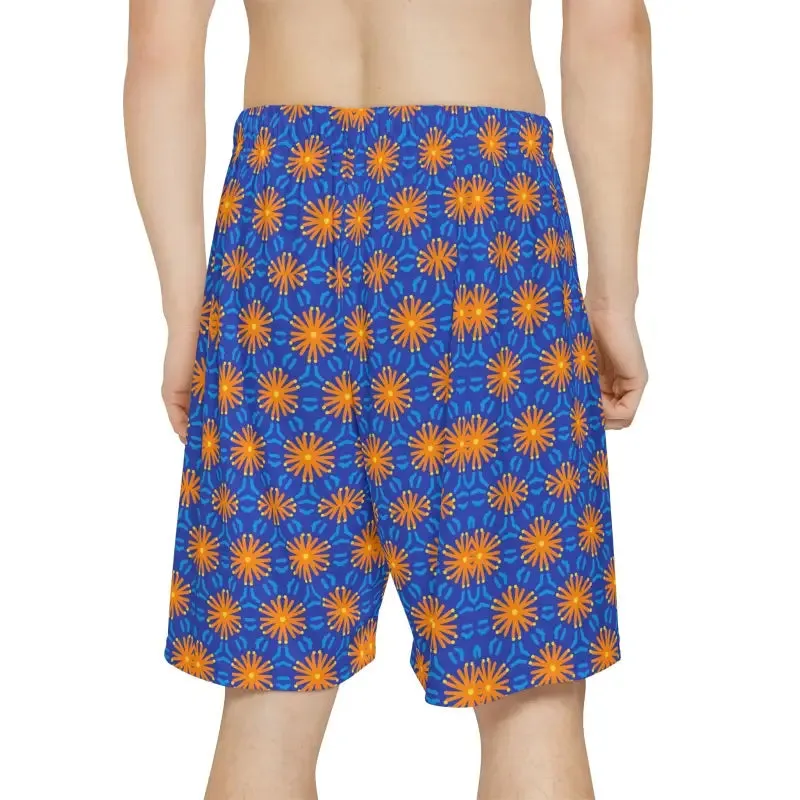 Dipaliz Orange Pattern Men's Sports Shorts