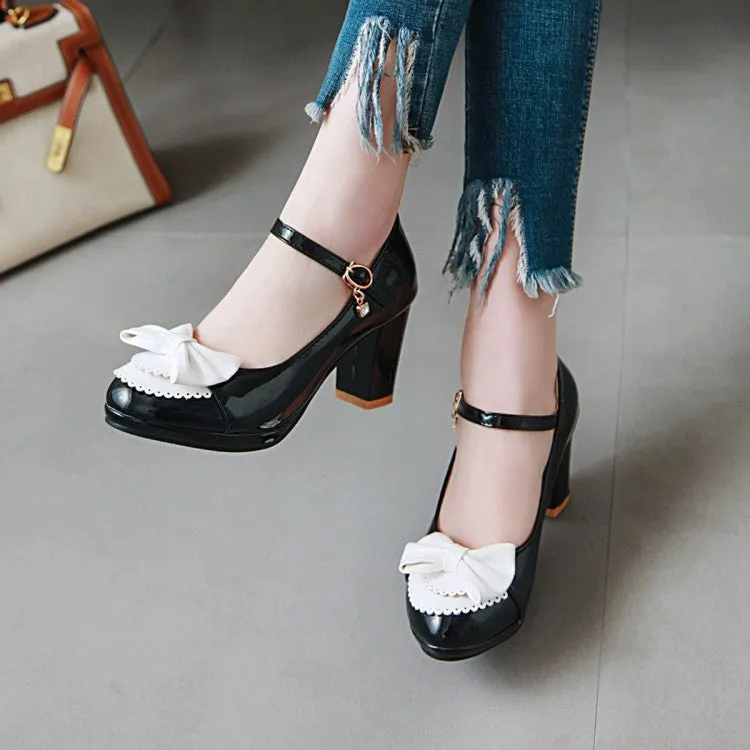Fashion Women's Shoes High Heels Light Mouth Thick Heel Bow Sweet High Heels