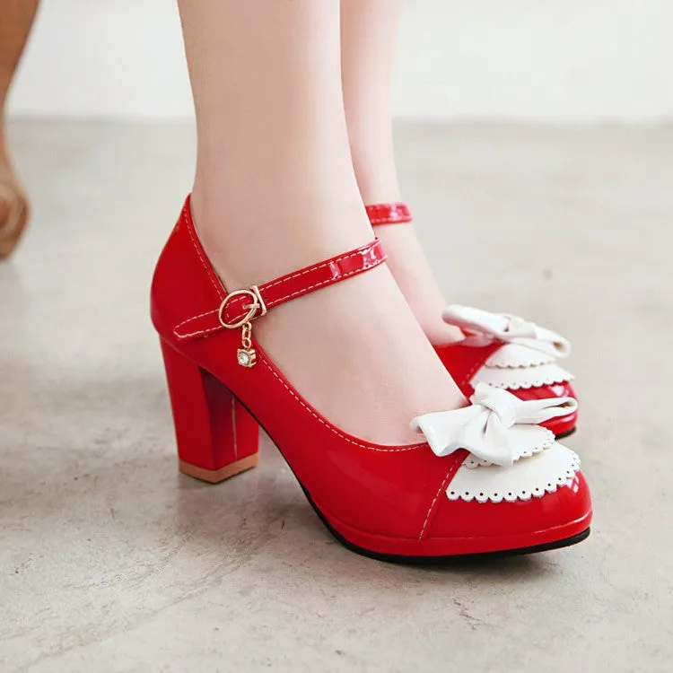 Fashion Women's Shoes High Heels Light Mouth Thick Heel Bow Sweet High Heels