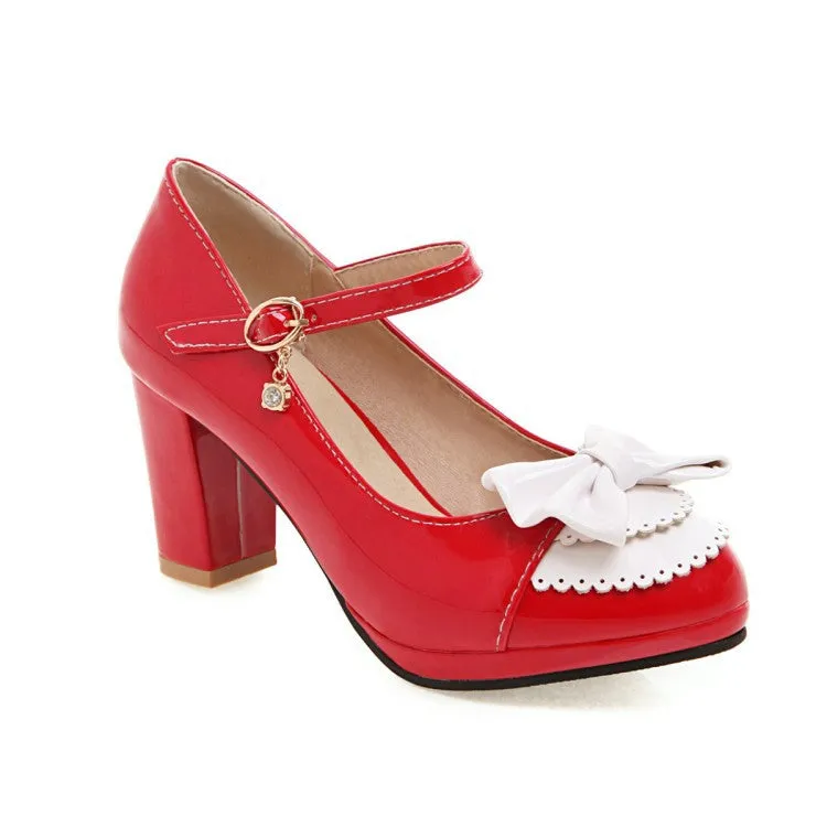 Fashion Women's Shoes High Heels Light Mouth Thick Heel Bow Sweet High Heels