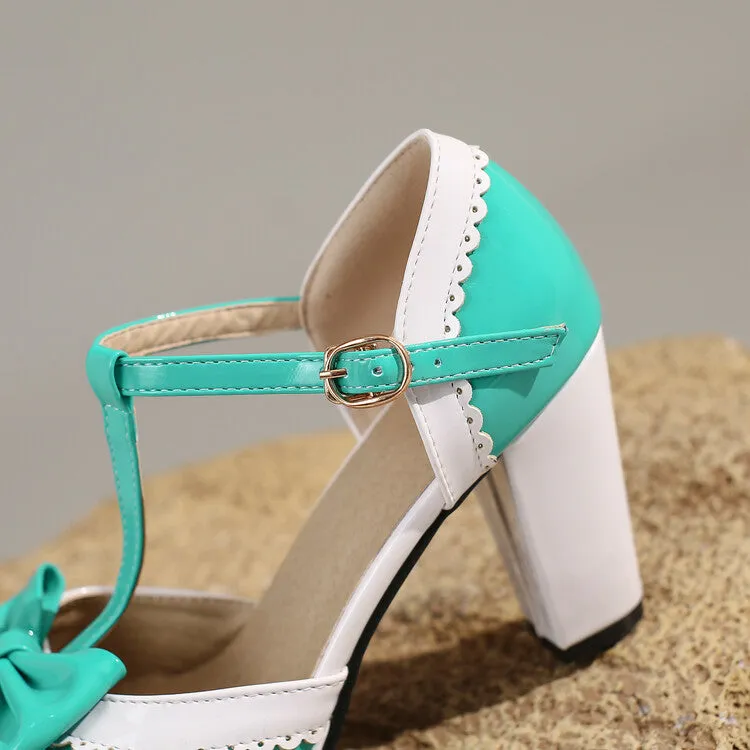 Mary Jane High Heels Bow Lace Thick Heel Retro Elegance