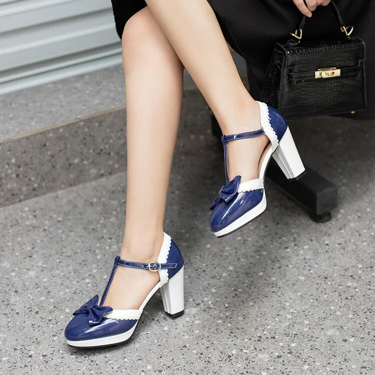 Mary Jane High Heels Bow Lace Thick Heel Retro Elegance