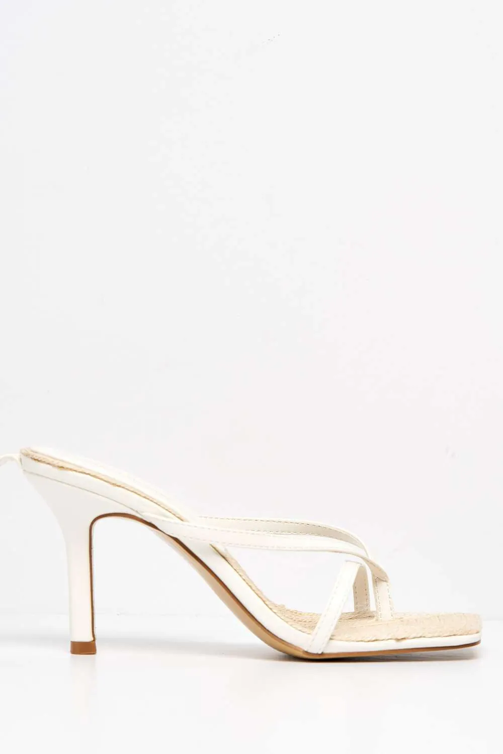 Melissa Anklestrap Cross Front Toepost High Heel Sandal in White