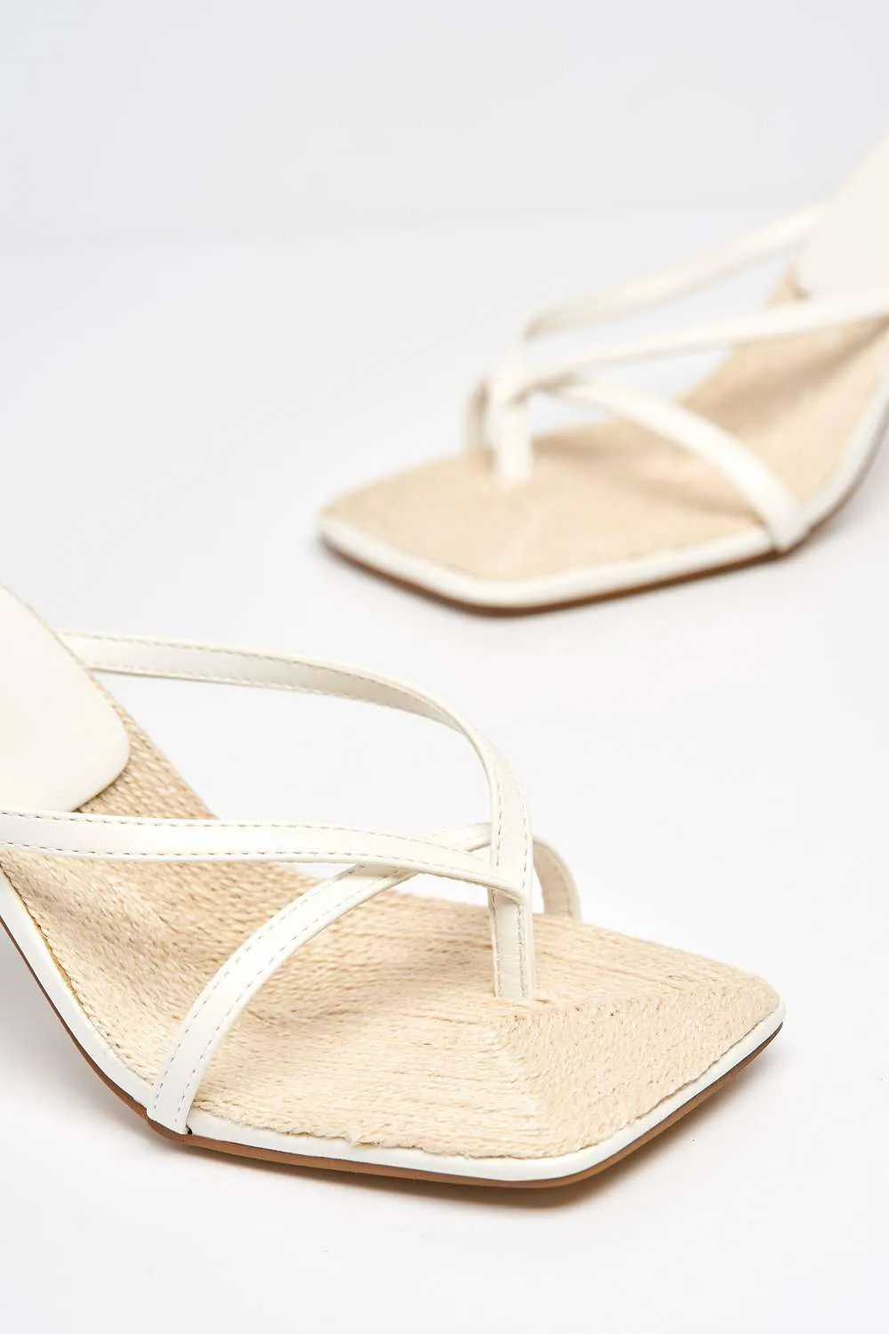 Melissa Anklestrap Cross Front Toepost High Heel Sandal in White