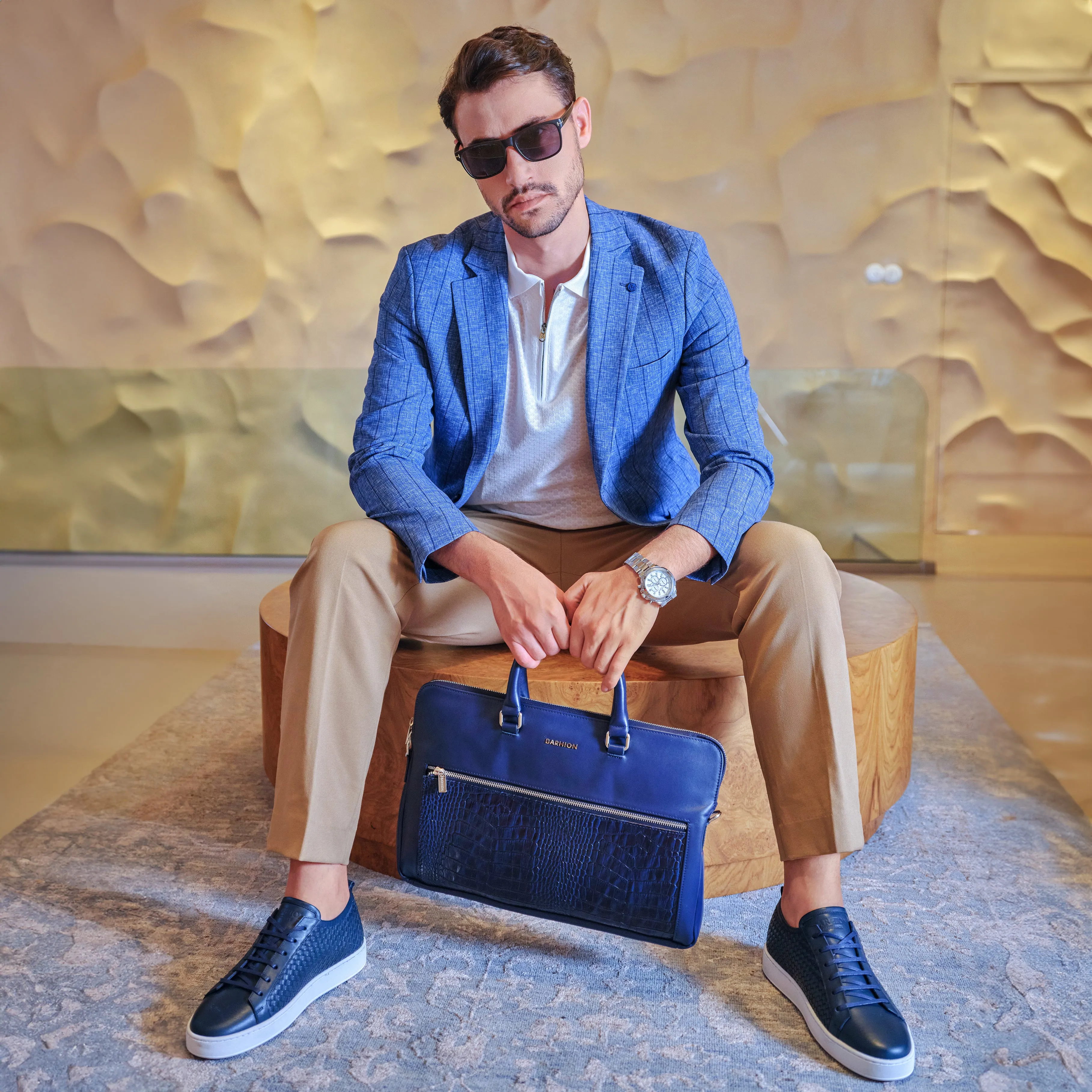 Men's Calf Leather Handcrafted Sneakers M8028