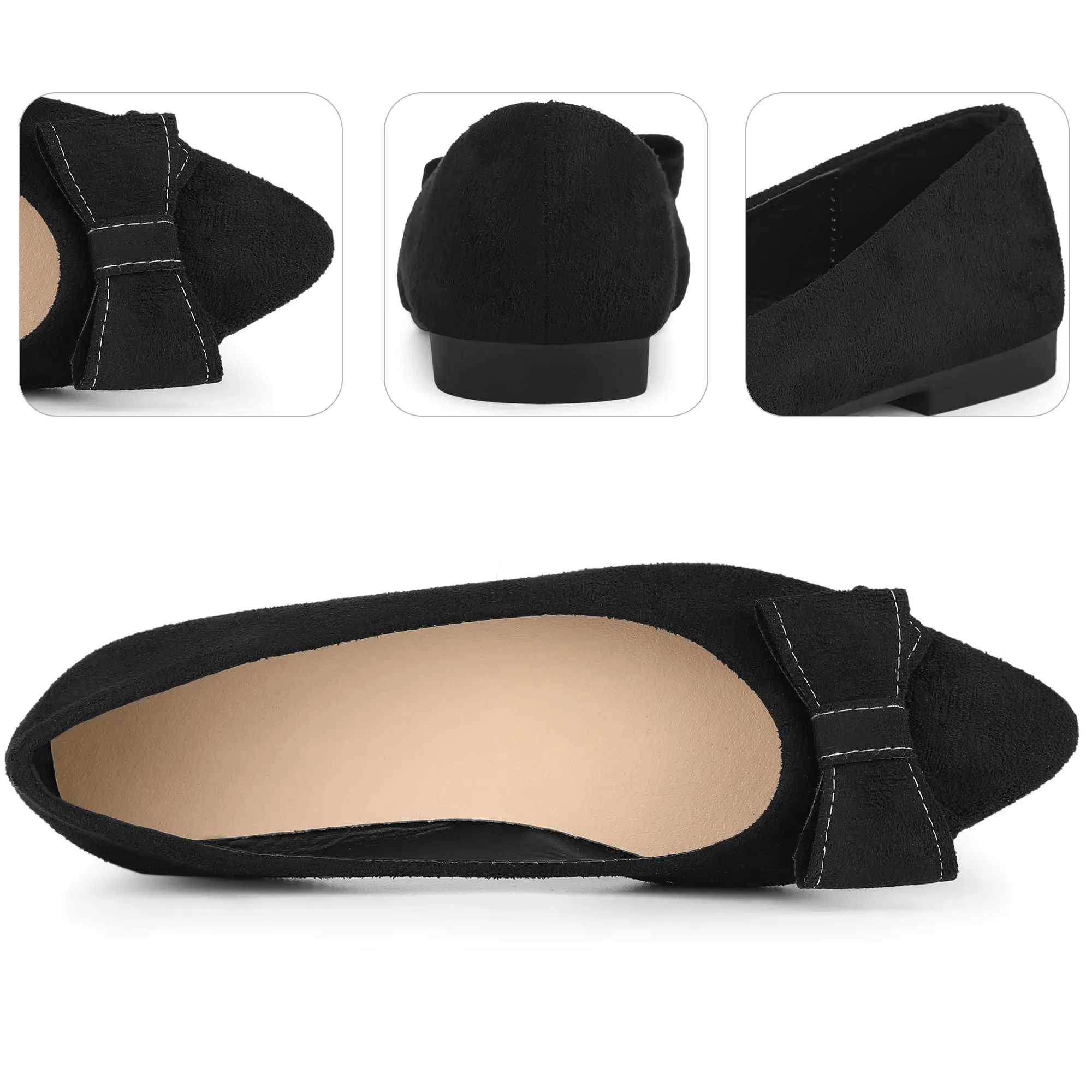 Pointed Toe Bow Slip on Ballet Flats for Women