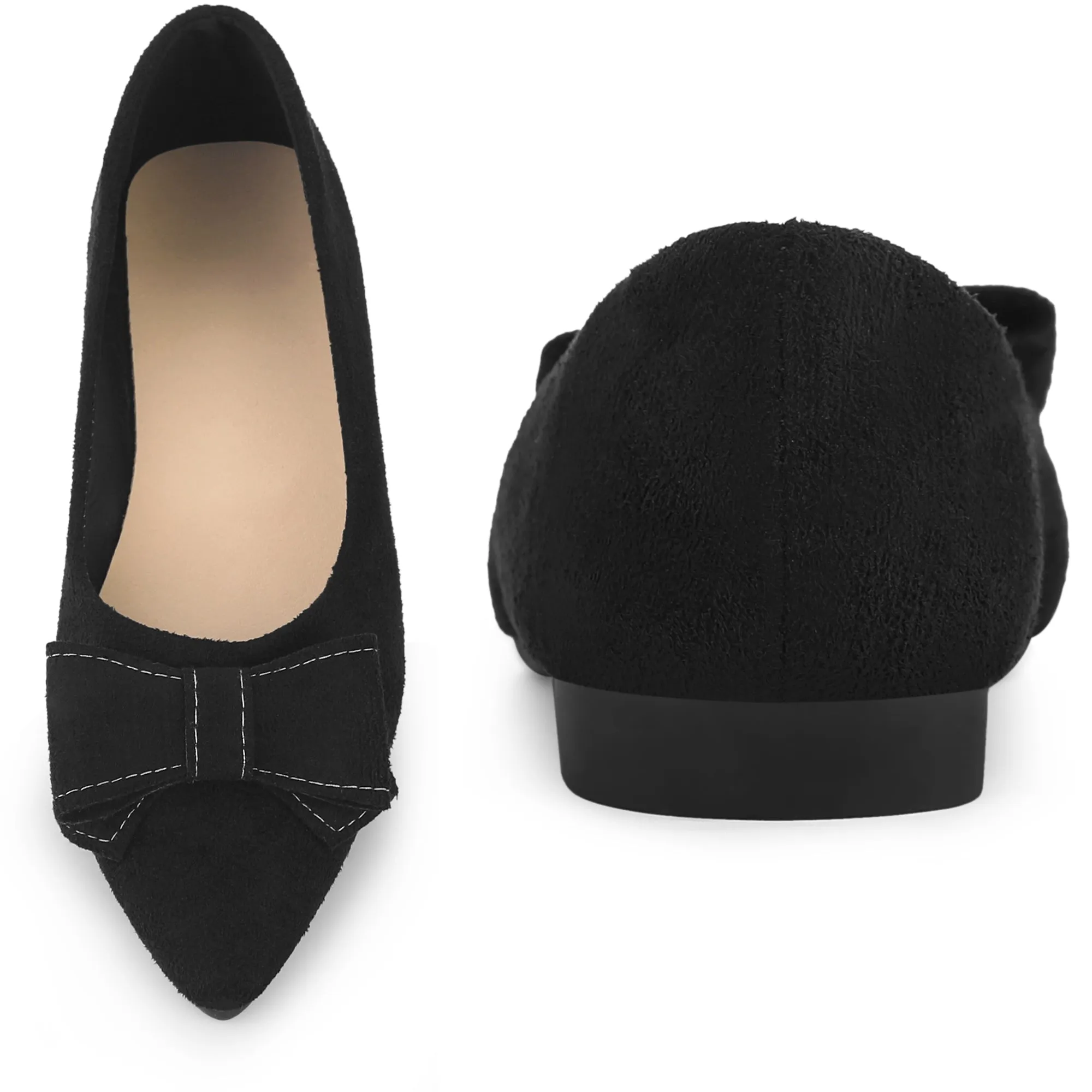 Pointed Toe Bow Slip on Ballet Flats for Women
