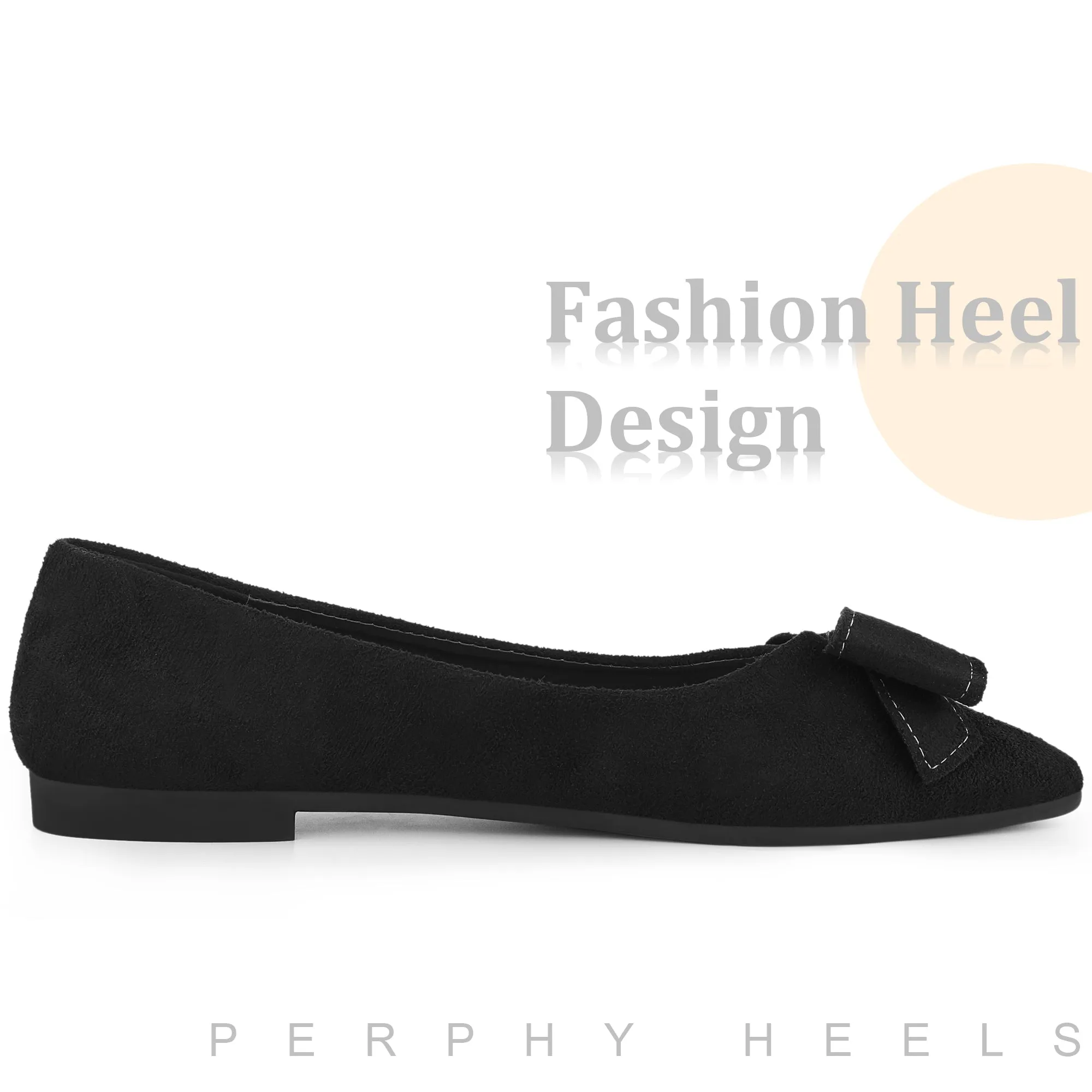 Pointed Toe Bow Slip on Ballet Flats for Women