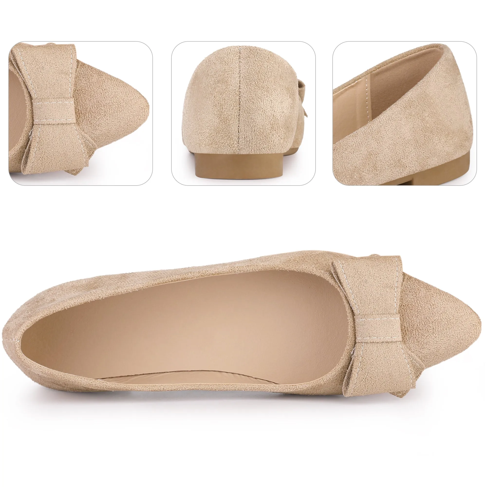 Pointed Toe Bow Slip on Ballet Flats for Women