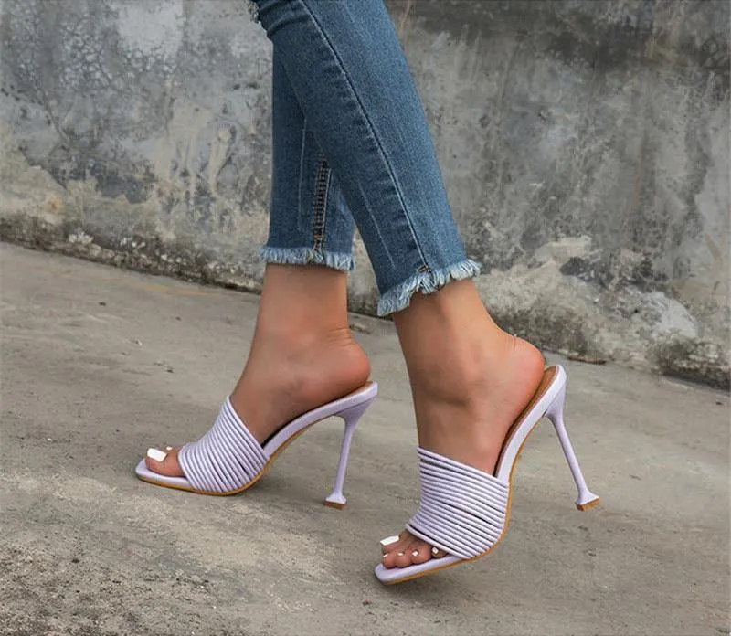 Women's Square-Shaped Toe Strap High Heels