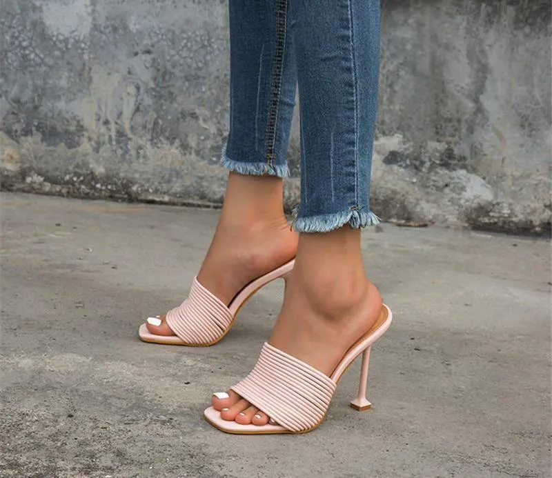 Women's Square-Shaped Toe Strap High Heels