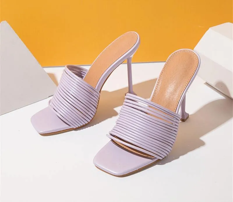 Women's Square-Shaped Toe Strap High Heels