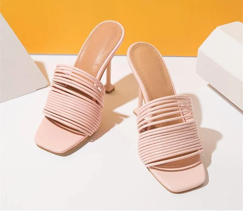 Women's Square-Shaped Toe Strap High Heels