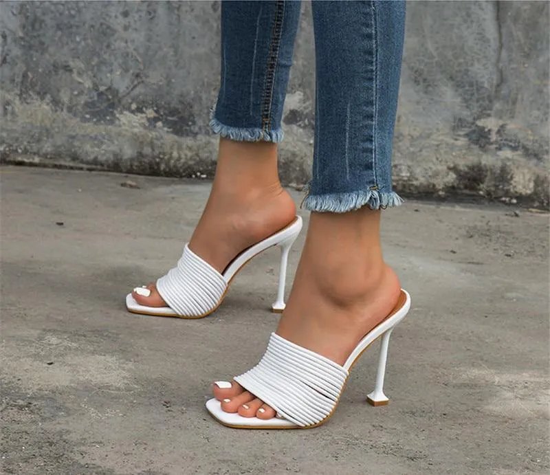 Women's Square-Shaped Toe Strap High Heels