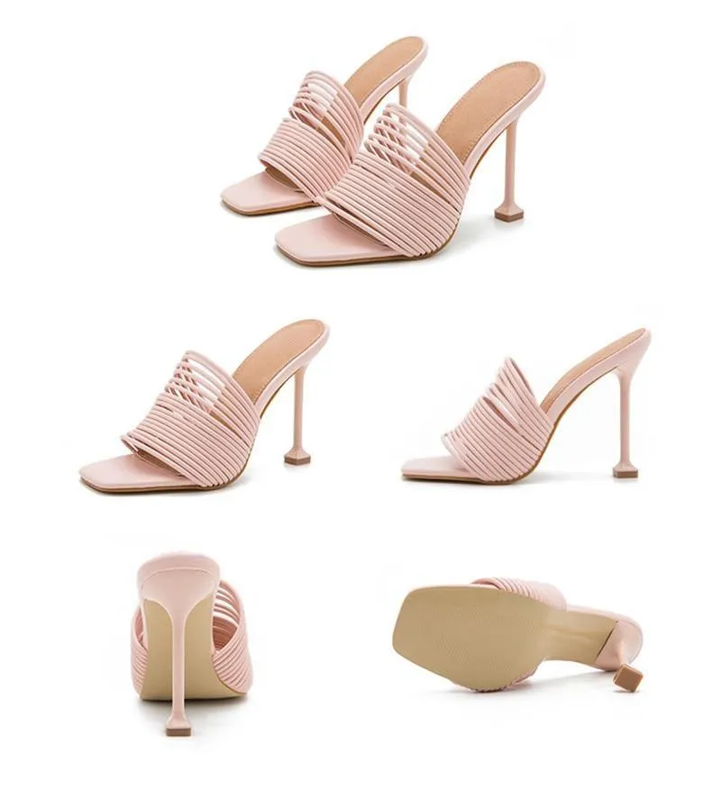 Women's Square-Shaped Toe Strap High Heels