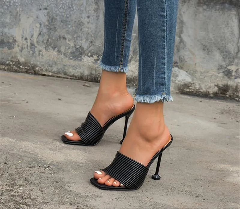 Women's Square-Shaped Toe Strap High Heels