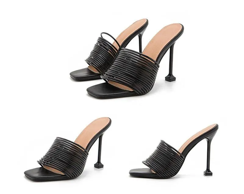 Women's Square-Shaped Toe Strap High Heels