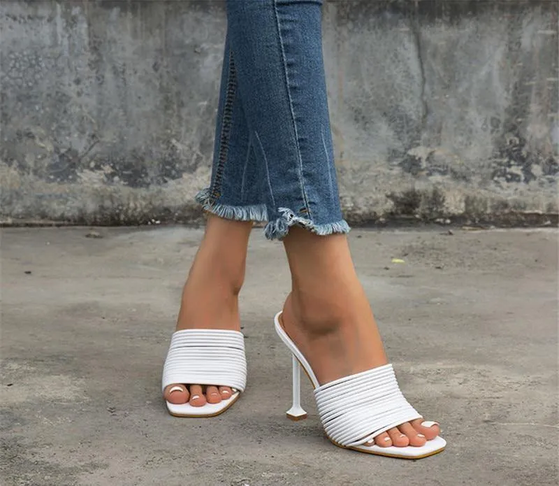 Women's Square-Shaped Toe Strap High Heels