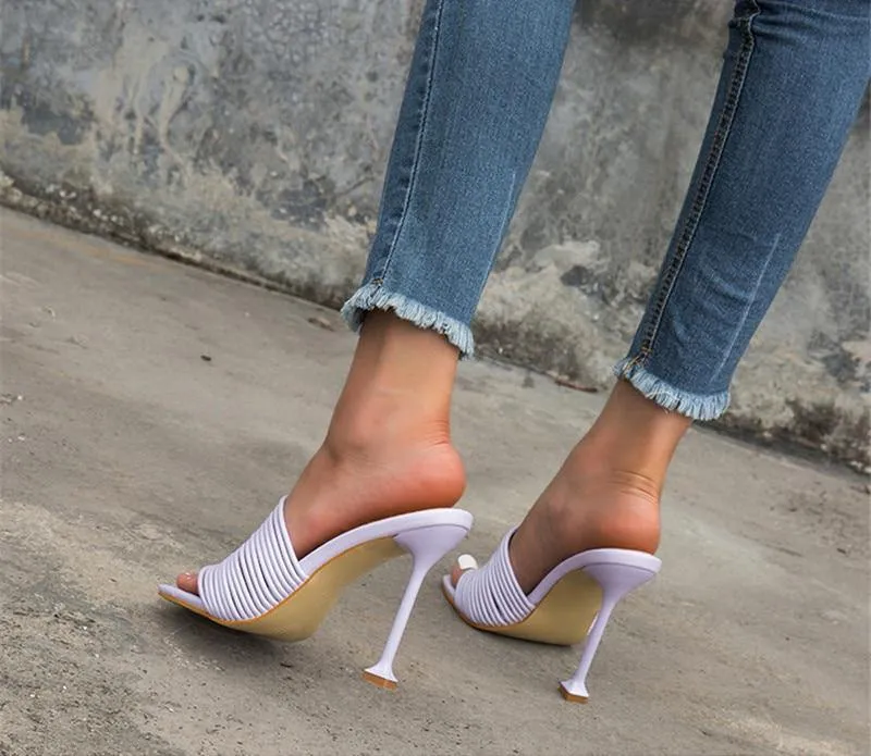 Women's Square-Shaped Toe Strap High Heels