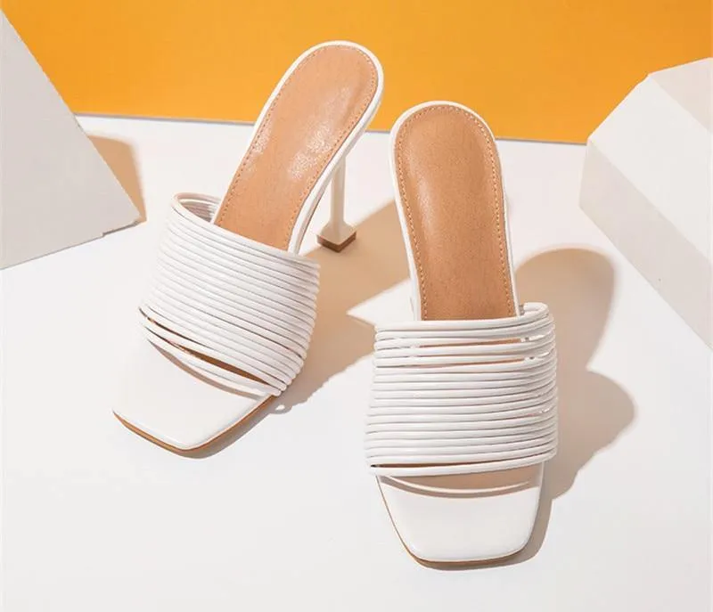 Women's Square-Shaped Toe Strap High Heels