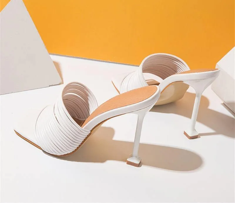 Women's Square-Shaped Toe Strap High Heels